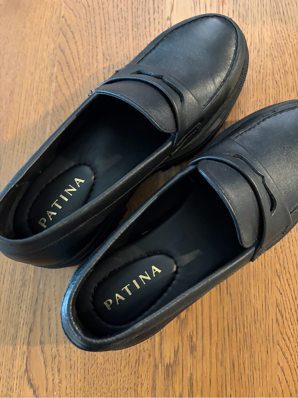 Patina Black Leather Chunky Loafers W7